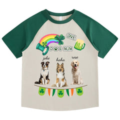 St.Patrick's Day Day Custom Photo Dog Dad Shamrock T-Shirt