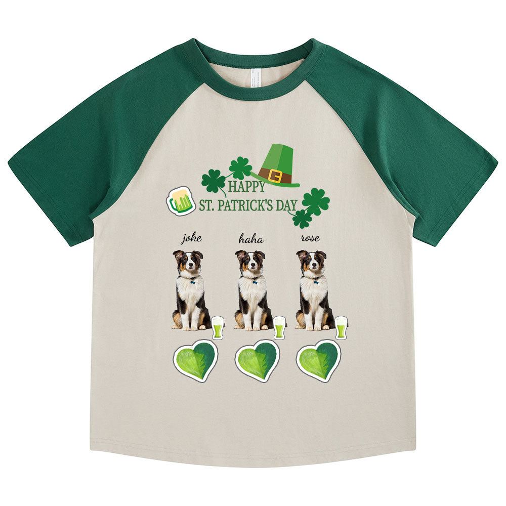 St.Patrick's Day Day Custom Photo Dog Dad Shamrock T-Shirt 02