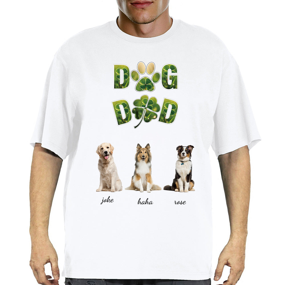 St.Patrick's Day Day Custom Photo Dog Dad Shamrock Shirt