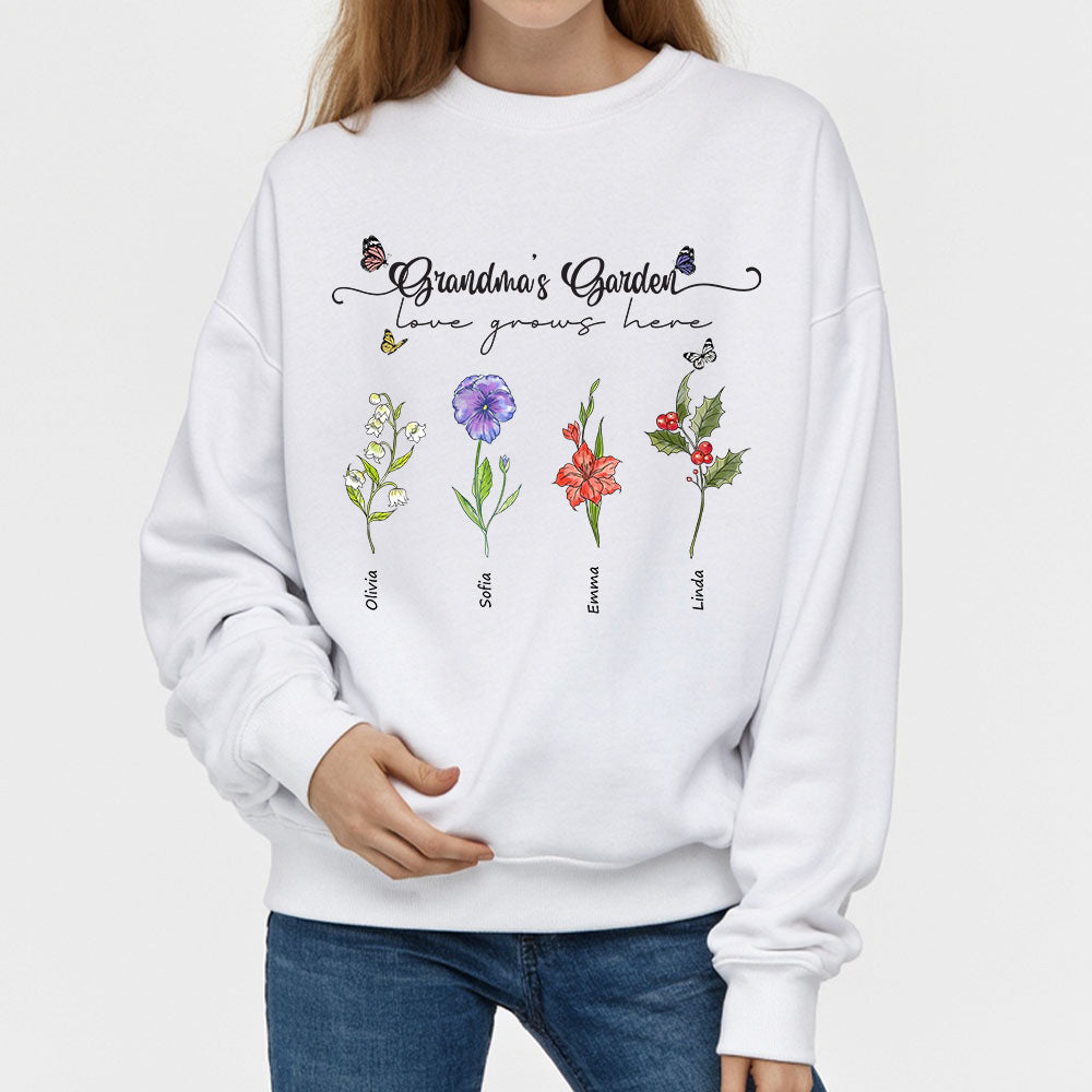 Grandma's Garden Sweatshirt, Custom Grandma Sweatshirt, Gift For Grandma, Personalized Gift